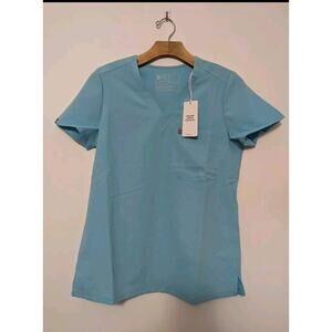 Figs Technical Collection Catarina Neon Blue Scrub Top Size XS NWT